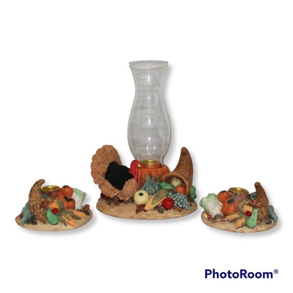 Accents Vintage 3pc Harvest Candle Thanksgiving Centerpiece Candle